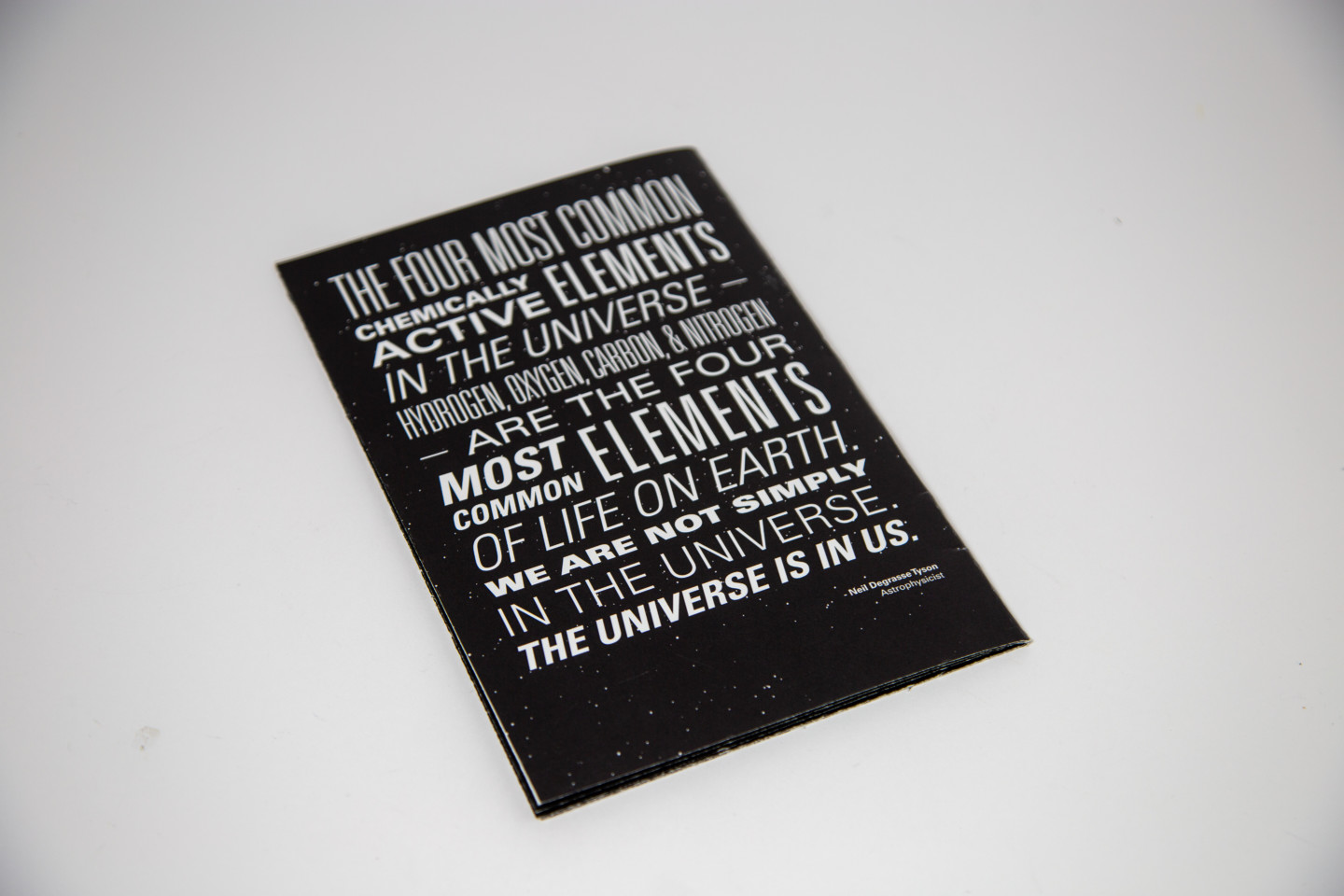 Typographic composition on the booklet back cover