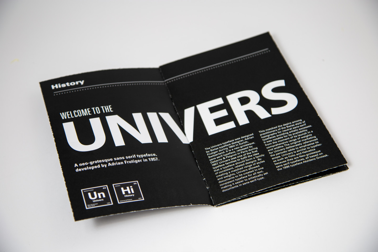 History of Univers editorial spread