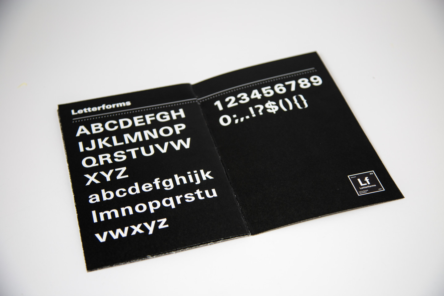Letterforms, numerals and punctuation spread