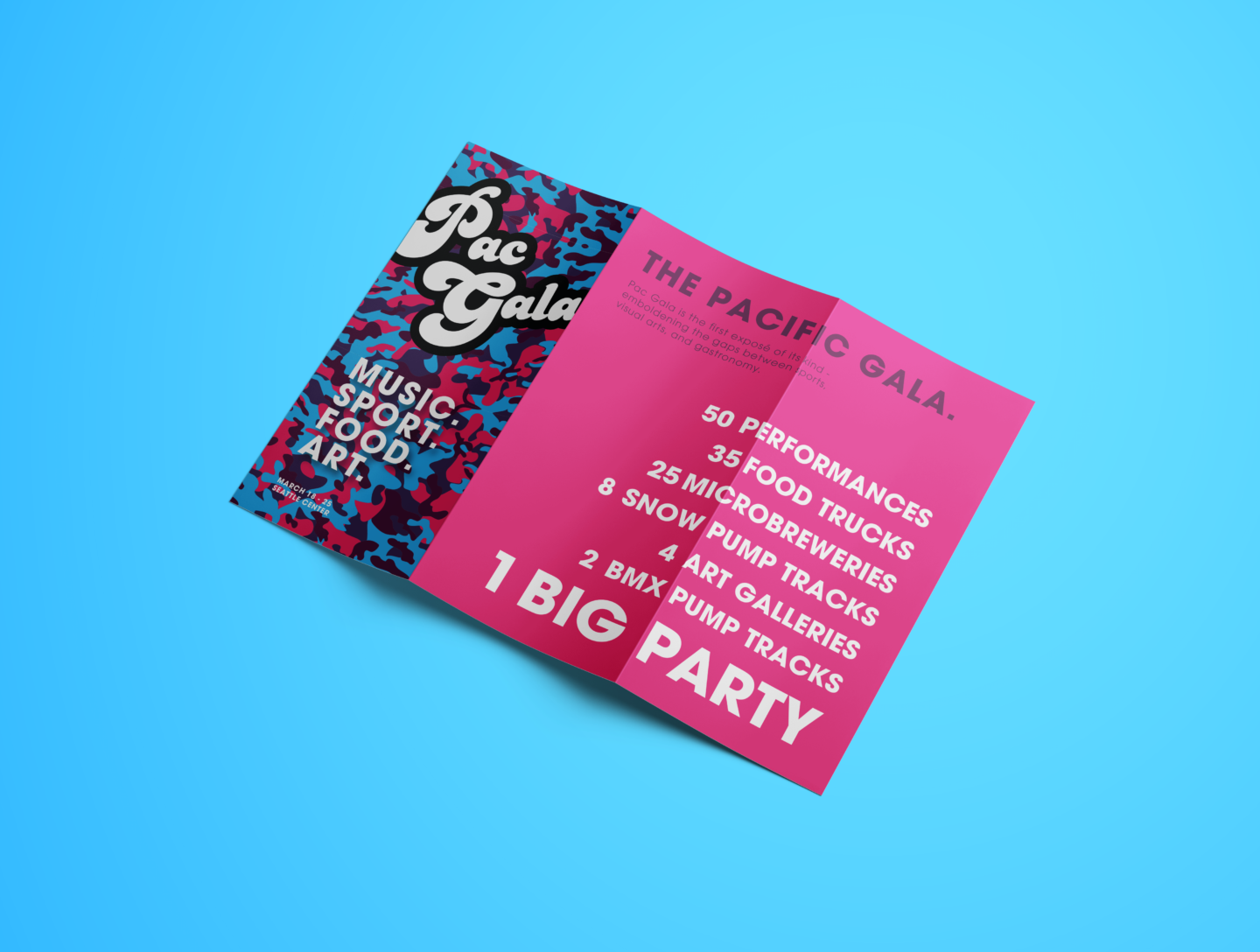 Festival invitation mockup on cyan